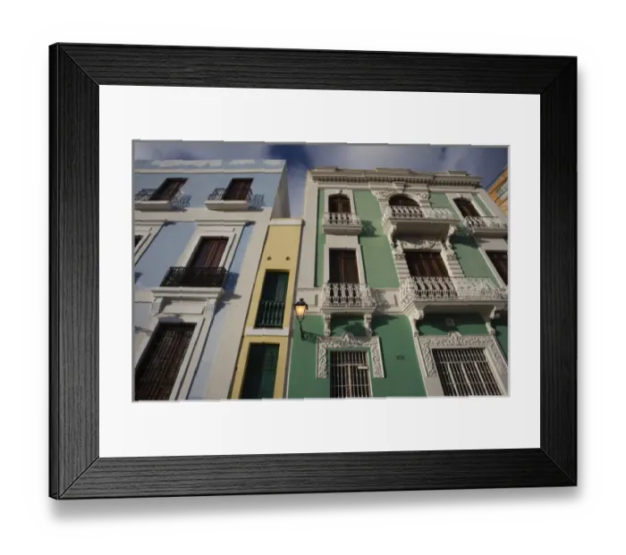 Framed Print : Puerto Rico, San Juan, Old San Juan, buildings on Tetuan Street, late afternoon