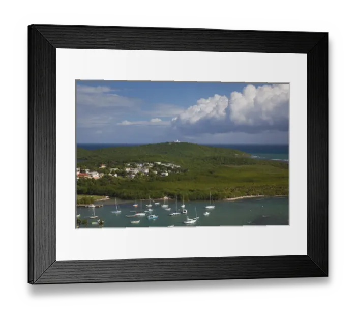 Framed Print : Puerto Rico, East Coast, Las Croabas, elevated view of Las Croabas Bay