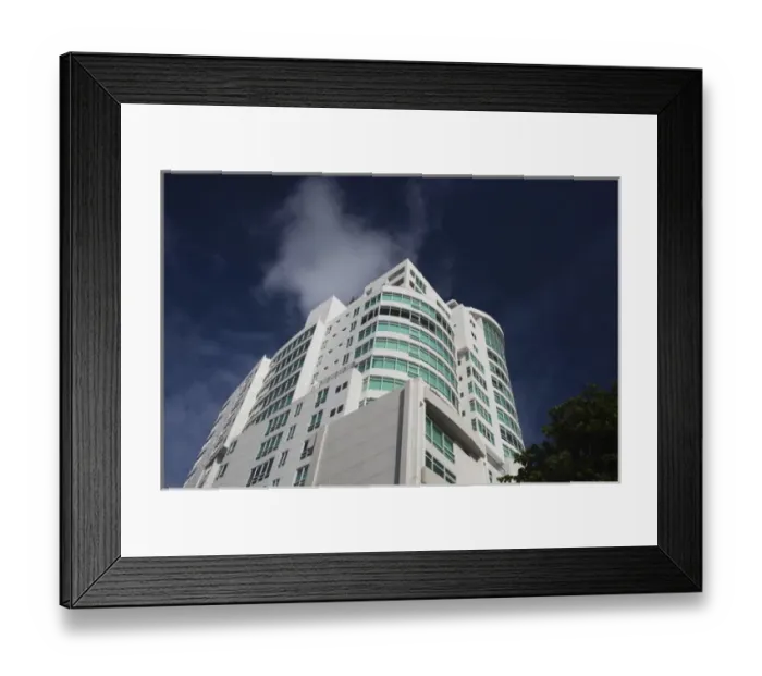 Framed Print : Puerto Rico, San Juan Area, Condado, Playa Condado beach, beachfront highrise building