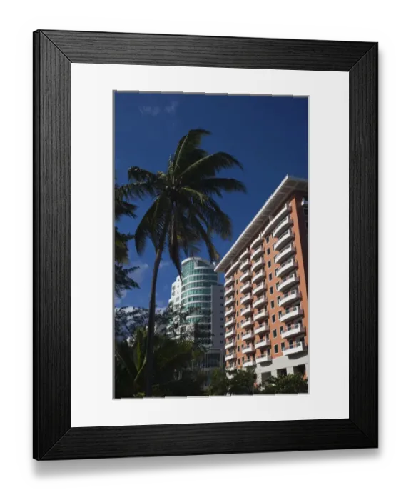 Framed Print : Puerto Rico, San Juan Area, Condado, Playa Condado beach, beachfront highrise building Framed Print : Puerto Rico, San Juan Area, Condado, Playa Condado beach, beachfront highrise building
