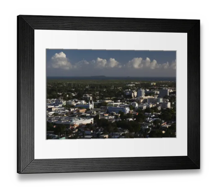 Framed Print : Puerto Rico, South Coast, Ponce, town view from El Vigia cross