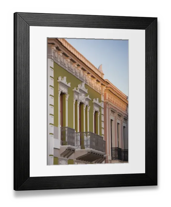 Framed Print : Puerto Rico, South Coast, Ponce, Christina Street, colonial-era building detail Framed Print : Puerto Rico, South Coast, Ponce, Christina Street, colonial-era building detail