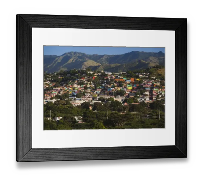 Framed Print : Puerto Rico, South Coast, Yauco, elevated town view Framed Print : Puerto Rico, South Coast, Yauco, elevated town view