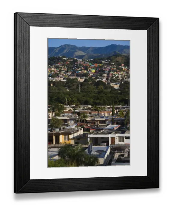 Framed Print : Puerto Rico, South Coast, Yauco, elevated town view Framed Print : Puerto Rico, South Coast, Yauco, elevated town view