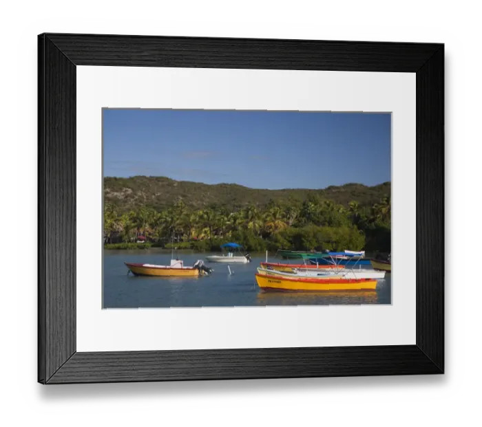 Framed Print : Puerto Rico, South Coast, Guanica, Bahia de la Ballena bay, boats Framed Print : Puerto Rico, South Coast, Guanica, Bahia de la Ballena bay, boats