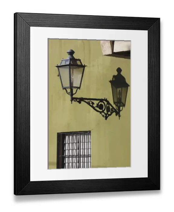 Framed Print : Puerto Rico, West Coast, San German, Plaza Francisco Mariano Quinones, streetlight