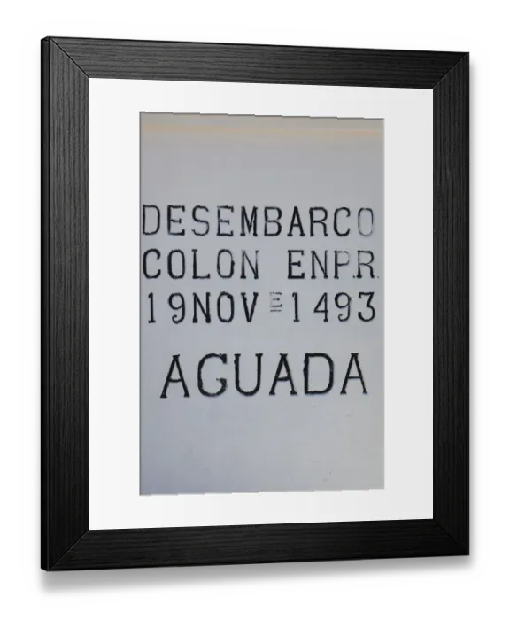 Framed Print : Puerto Rico, West Coast, Aguada, Bahia de Aguadilla bay, Monument to Columbus landing Framed Print : Puerto Rico, West Coast, Aguada, Bahia de Aguadilla bay, Monument to Columbus landing