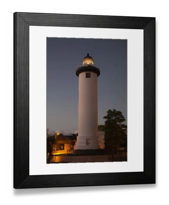 Framed Print : Puerto Rico, West Coast, Rincon, Punta Higuero Lighthouse, evening