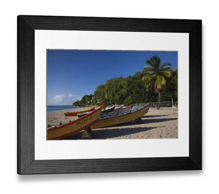 Framed Print : Puerto Rico, West Coast, Aguadilla, Crashboat Beach, lifeboats