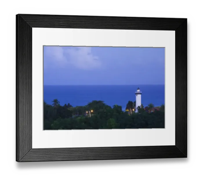 Framed Print : Puerto Rico, West Coast, Rincon, Punta Higuero Lighthouse, elevated view, dawn Framed Print : Puerto Rico, West Coast, Rincon, Punta Higuero Lighthouse, elevated view, dawn
