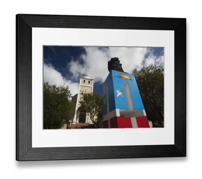 Framed Print : Puerto Rico, North Coast, Karst Country, Lares, town church and Puerto Rican monument Framed Print : Puerto Rico, North Coast, Karst Country, Lares, town church and Puerto Rican monument