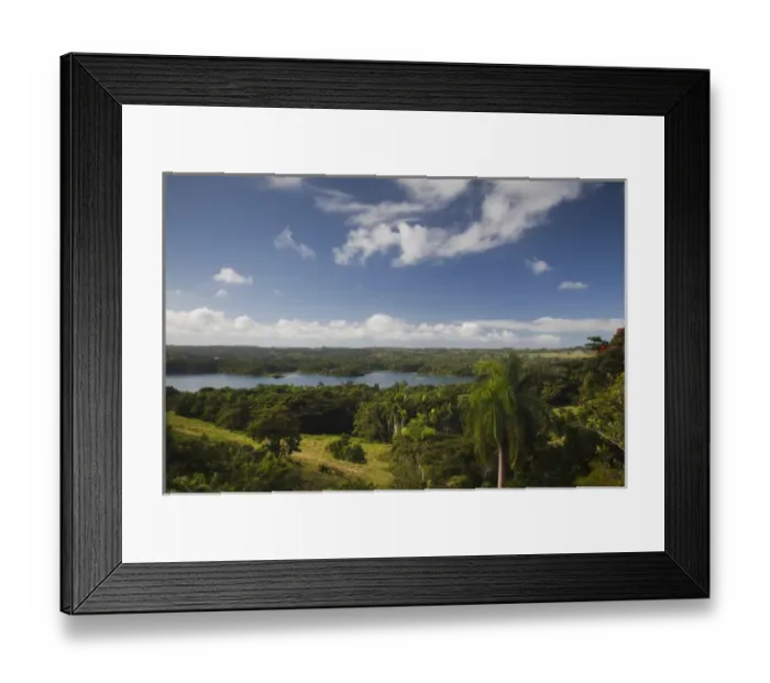 Framed Print : Puerto Rico, North Coast, San Sebastian, landscape by Lago de Guajataca lake