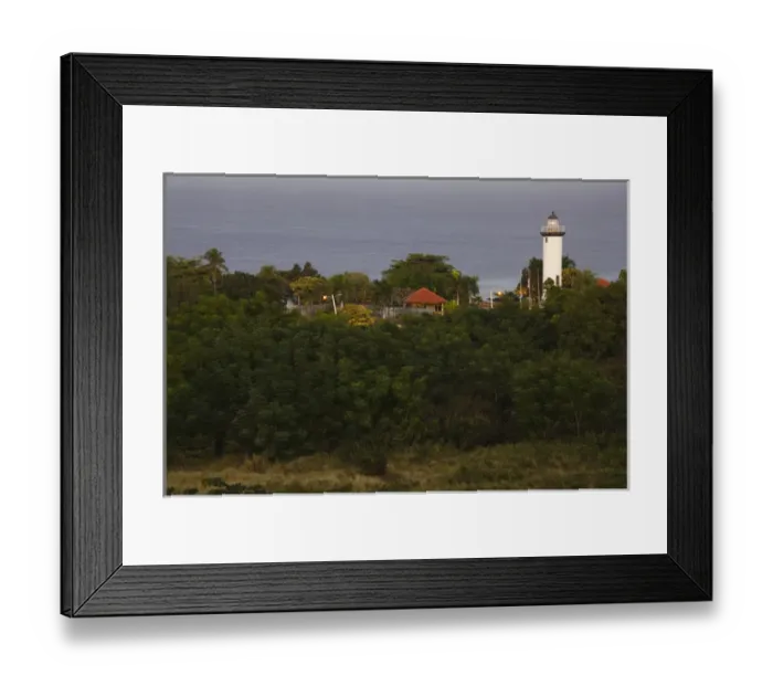 Framed Print : Puerto Rico, West Coast, Rincon, Punta Higuero Lighthouse, elevated view, dawn