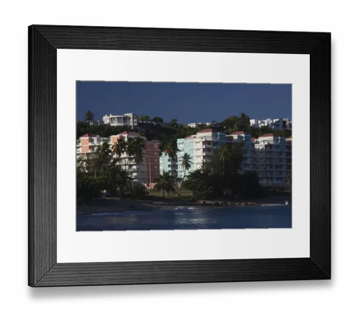 Framed Print : Puerto Rico, North Coast, Isabela, Playa Jobos beach, beachfront condos