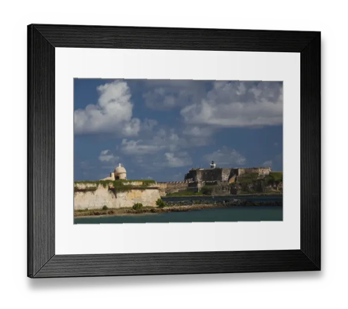 Framed Print : Puerto Rico, San Juan Area, Catano, Isla de Cabras, Fuerte San Juan de la Cruz fort