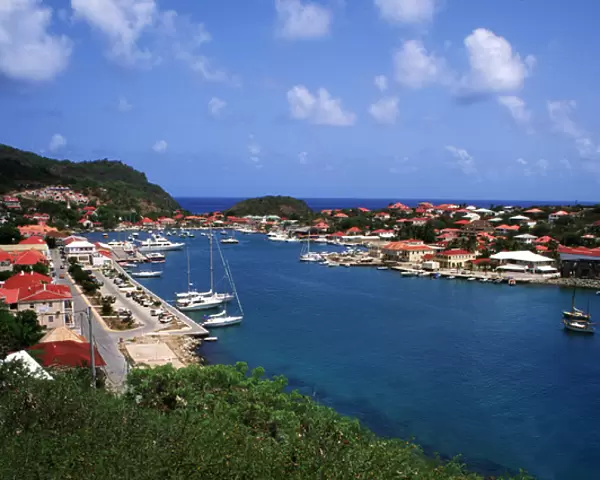 Aerial view of Gustavia Port, St. Barths
