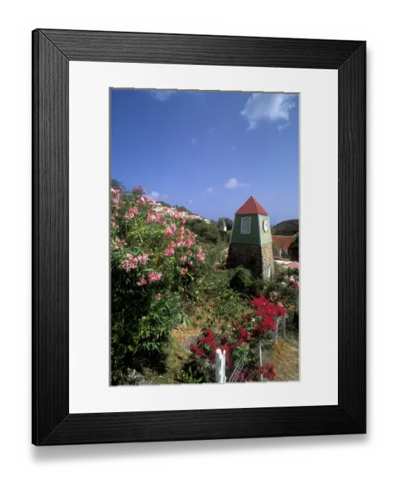 Framed Print : Green clocktower Le Vieux Clocher Port Gustavia St Barths Framed Print : Green clocktower Le Vieux Clocher Port Gustavia St Barths