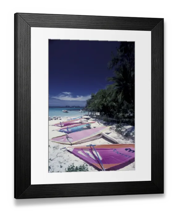 Framed Print : CARIBBEAN, Saint Barts Windsurfers laying on beach Framed Print : CARIBBEAN, Saint Barts Windsurfers laying on beach