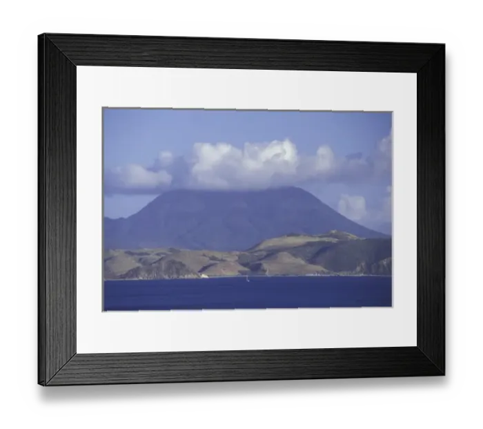Framed Print : CARIBBEAN, St. Kitts Off shore view of Mount Liamuiga Framed Print : CARIBBEAN, St. Kitts Off shore view of Mount Liamuiga