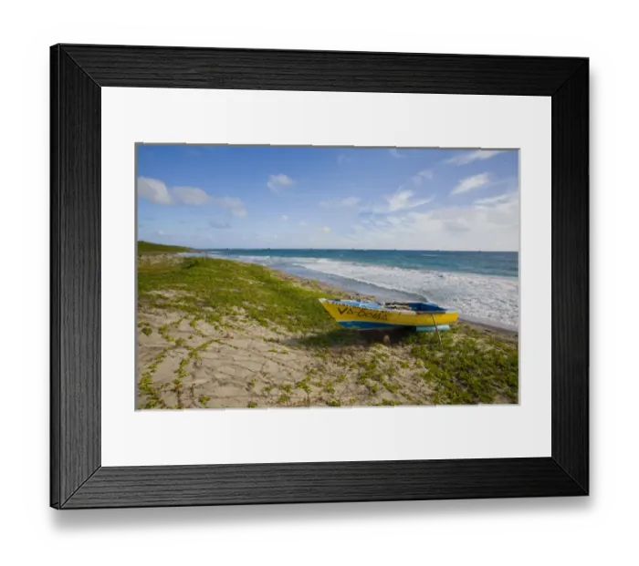 Framed Print : Fishing boat on Windward Beach, Nevis Framed Print : Fishing boat on Windward Beach, Nevis