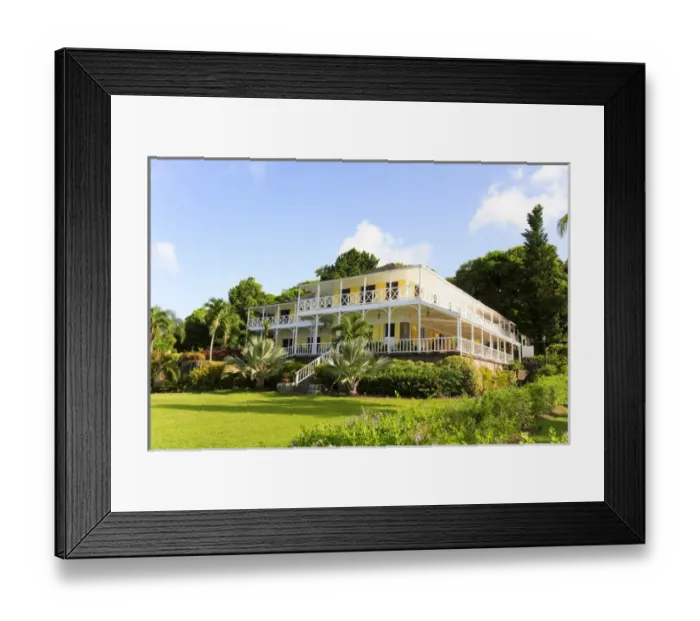 Framed Print : Ottleys Plantation Inn, historic sugar mill, St Kitts, Caribbean