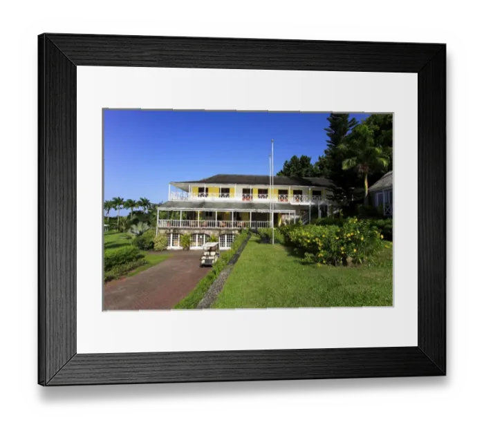 Framed Print : Ottleys Plantation Inn, historic sugar mill, St Kitts, Caribbean Framed Print : Ottleys Plantation Inn, historic sugar mill, St Kitts, Caribbean
