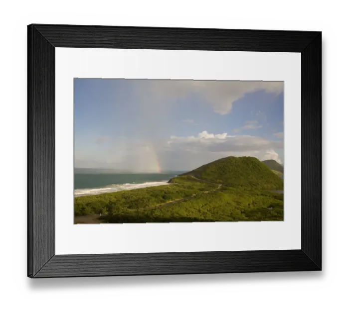 Framed Print : Rainbow over Frigate Bay, southeast peninsula, St Kitts, Caribbean