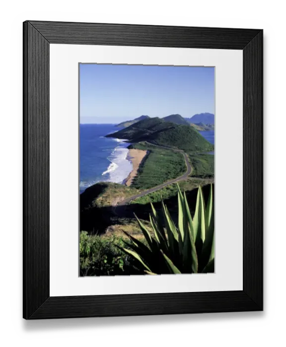 Framed Print : Caribbean, St. Kitts, Friars Bay. Southeast peninsula w / Nevis in the background Framed Print : Caribbean, St. Kitts, Friars Bay. Southeast peninsula w / Nevis in the background