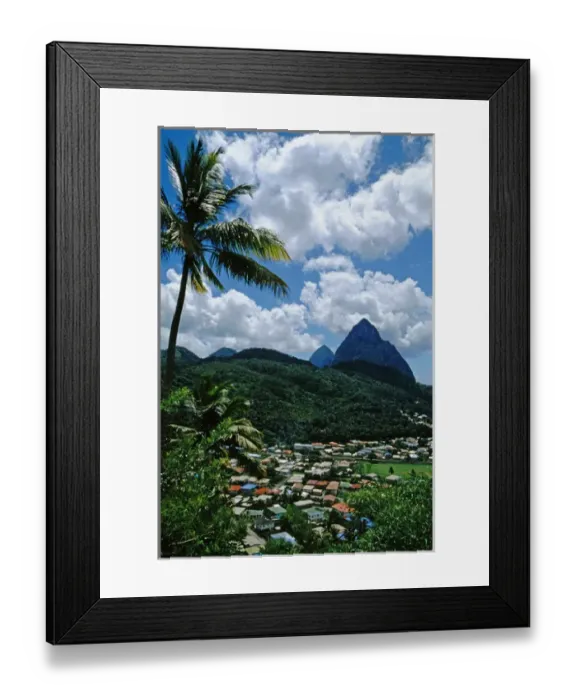 Framed Print : Caribbean, Lesser Antilles, West Indies, Saint Lucia. View of the famous landmark Framed Print : Caribbean, Lesser Antilles, West Indies, Saint Lucia. View of the famous landmark