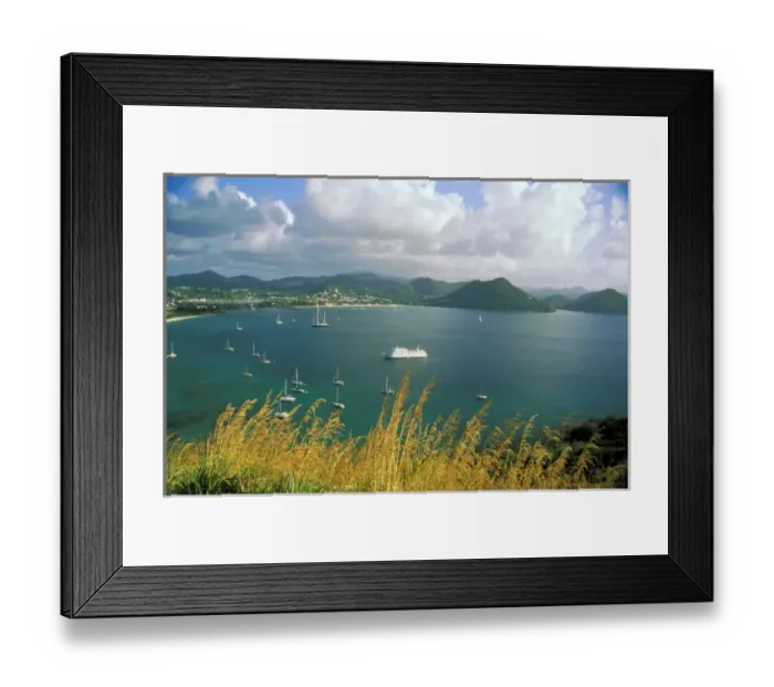 Framed Print : Caribbean, St. Lucia, Soufriere, Rodney Bay. Boats in bay Framed Print : Caribbean, St. Lucia, Soufriere, Rodney Bay. Boats in bay