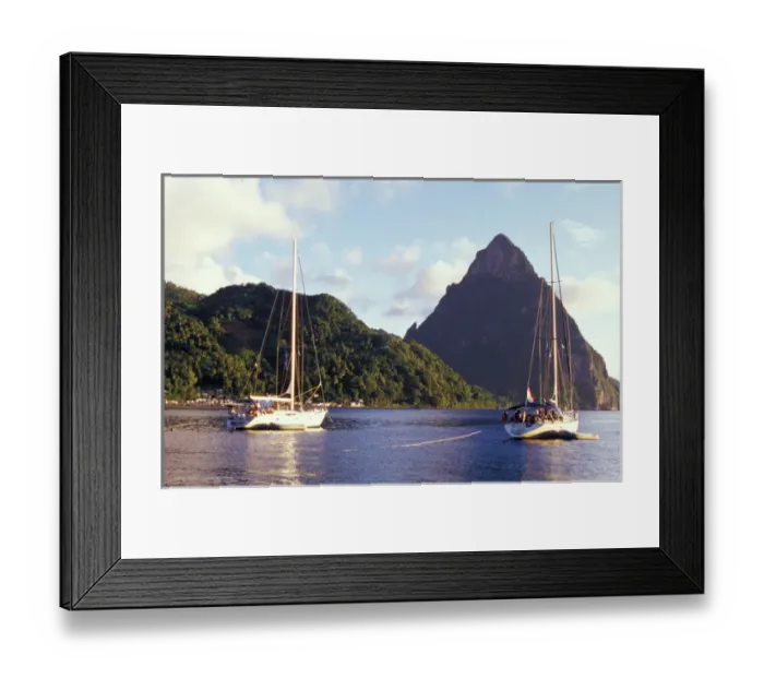 Framed Print : Caribbean, BWI, St. Lucia, Caribbean Pitons Framed Print : Caribbean, BWI, St. Lucia, Caribbean Pitons