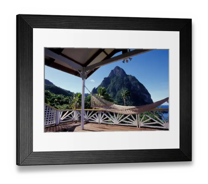Framed Print : Caribbean, BWI, St. Lucia, The Pitons from Stonefield Estate