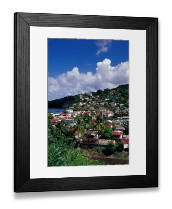 Framed Print : Caribbean, BWI, St. Lucia, Town of Canaries