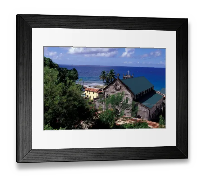 Framed Print : Caribbean, BWI, St. Lucia, Town of Choiseul