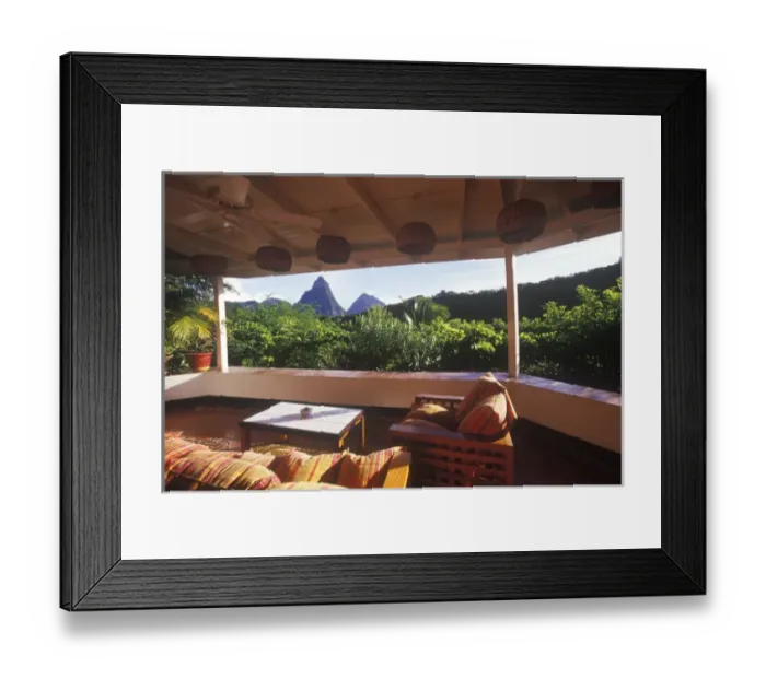 Framed Print : Pitons view from Anse Chastanet Resort, Soufriere, St Lucia, Caribbean Framed Print : Pitons view from Anse Chastanet Resort, Soufriere, St Lucia, Caribbean