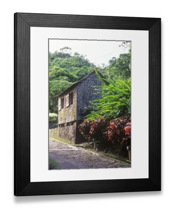 Framed Print : Entrance and old building on the Fond Deux Estate, St Lucia, Caribbean Framed Print : Entrance and old building on the Fond Deux Estate, St Lucia, Caribbean