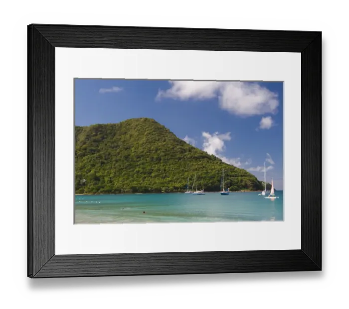 Framed Print : The view from Reduit beach on the island of St. Lucia in the southern Caribbean