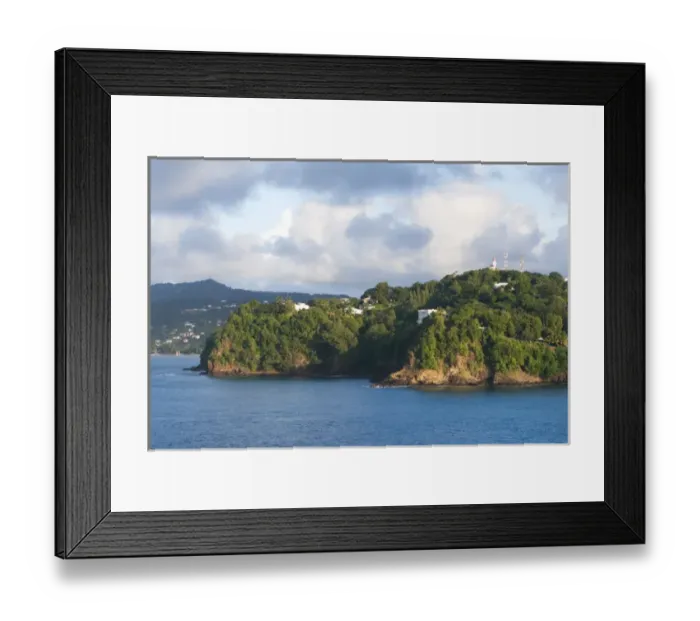Framed Print : Lighthouse on a hill near the port of Castries on the island of St. Lucia in Framed Print : Lighthouse on a hill near the port of Castries on the island of St. Lucia in