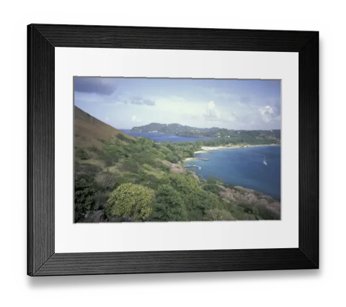 Framed Print : Caribbean, West Indies, St. Lucia View of Pigeon Island