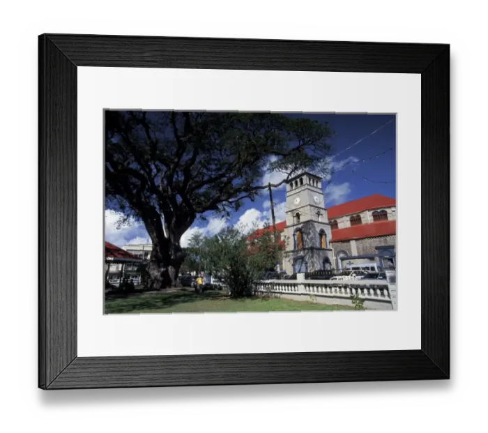 Framed Print : Caribbean, St. Lucia, Castries. Derek Walcott square and the Cathedral of the Immaculate