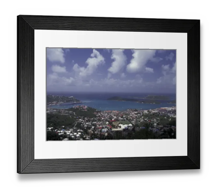 Framed Print : CARIBBEAN, St. Thomas, Charlotte Amalie View of town and harbor