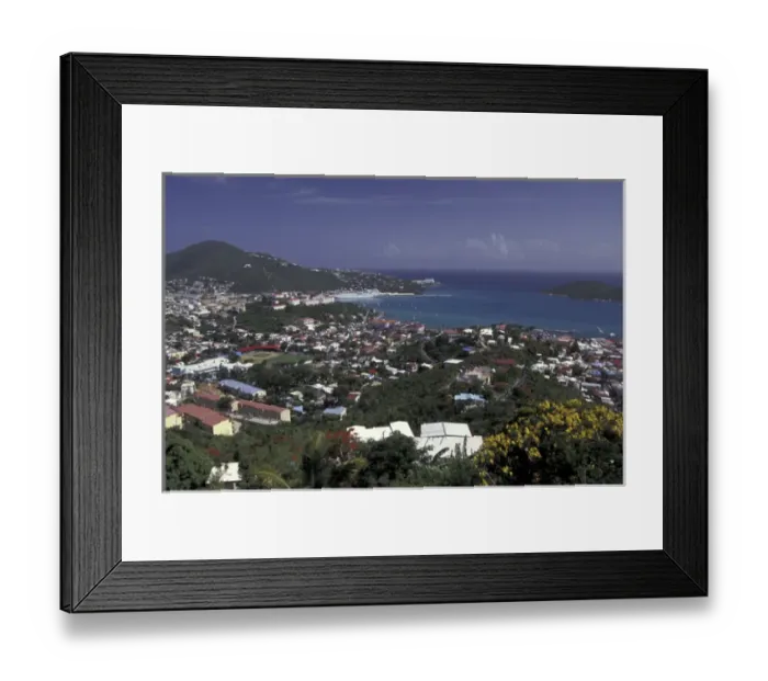 Framed Print : CARIBBEAN, St. Thomas, Charlotte Amalie View of city and harbor
