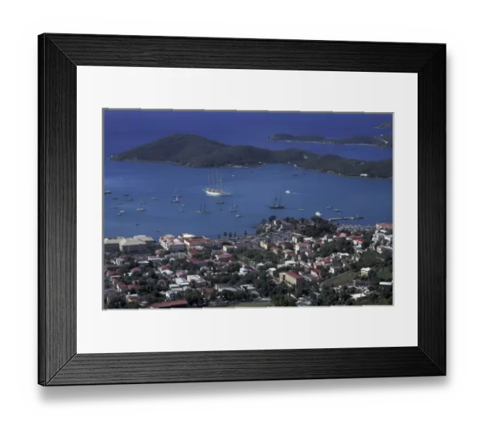 Framed Print : CARIBBEAN, St. Thomas, Charlotte Amalie View of town and harbor
