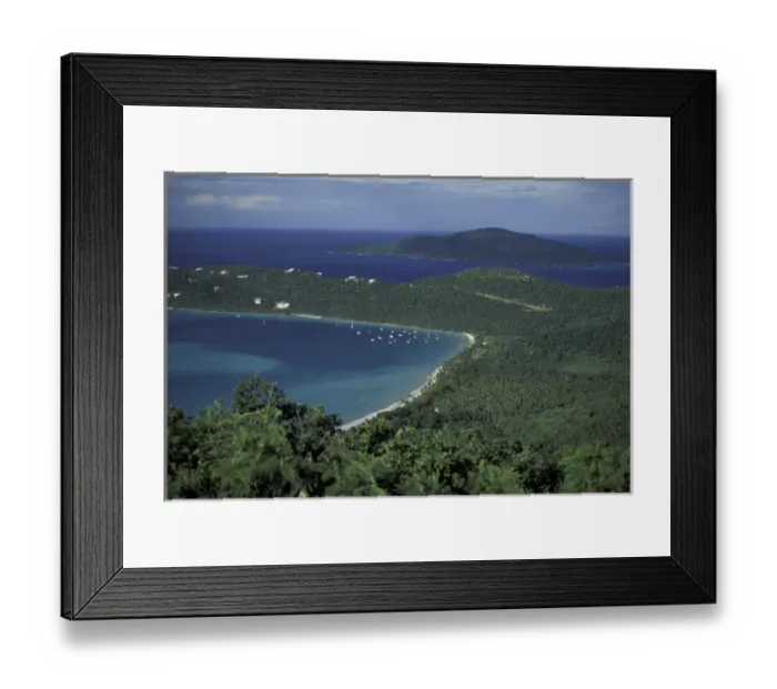 Framed Print : CARIBBEAN, St. Thomas, near Compass Point Bay filled with sail boats