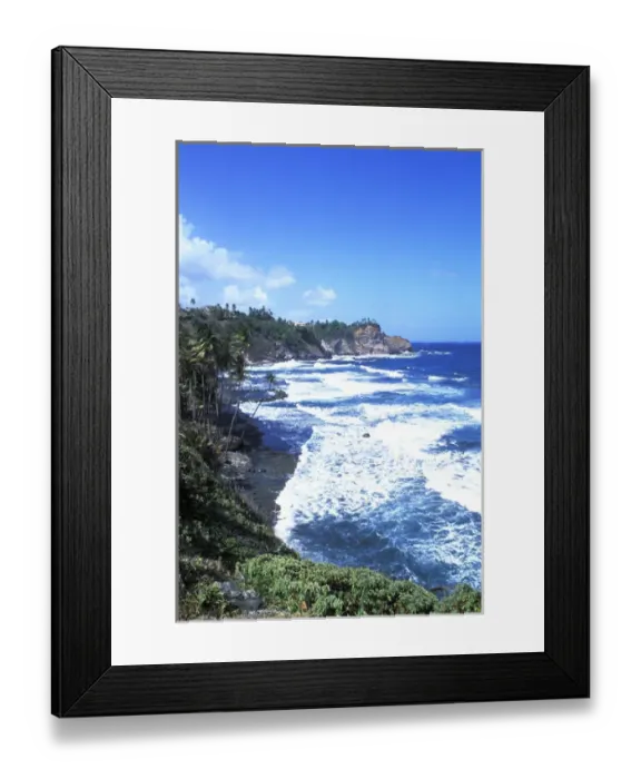 Framed Print : Beautiful waves at windward side of Grants Bay in St. Vincent and the Grenadines