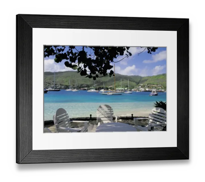 Framed Print : Caribbean, Grenadines, Bequia, Port Elizabeth. Beach chairs Framed Print : Caribbean, Grenadines, Bequia, Port Elizabeth. Beach chairs
