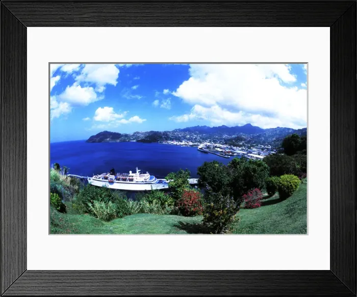 Framed Print : Kingstown port aerial of cruise ships in St. Vincent and the Grenadines