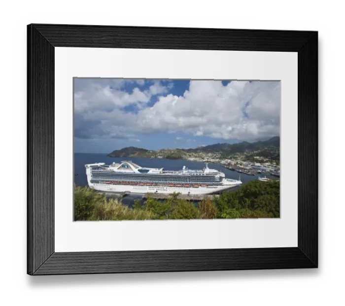 Framed Print : Cruise ship in Kingstown, harbour St. Vincent & The Grenadines Framed Print : Cruise ship in Kingstown, harbour St. Vincent & The Grenadines