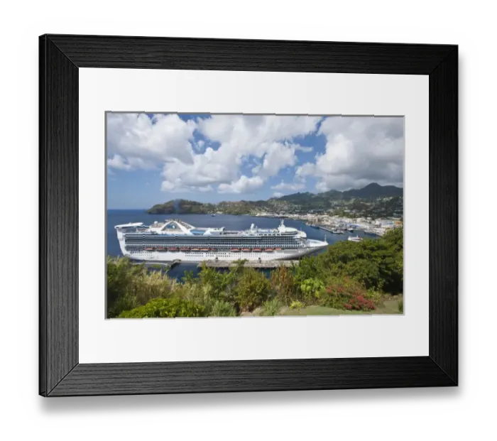 Framed Print : Cruise ship in Kingstown, harbour St. Vincent & The Grenadines