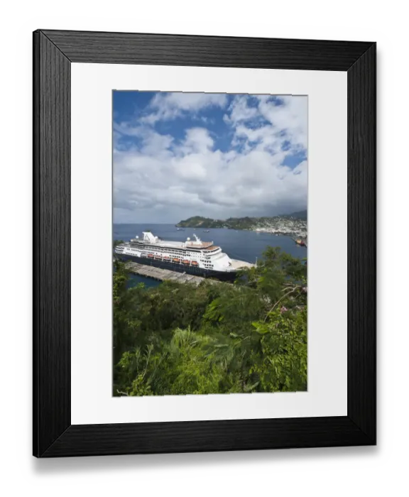 Framed Print : Kingstown Harbour, St. Vincent & The Grenadines. Msdam, Holland America at dock Framed Print : Kingstown Harbour, St. Vincent & The Grenadines. Msdam, Holland America at dock